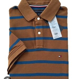 Tommy Hilfiger Kids Polo in Brown and Blue Stripes